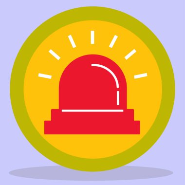 Alarm sinyali. Hackleme veya nüfuz sonucu tehlikeye karşı uyarıda bulunan bir simge. Görüntü düz bir şekilde yapılır. Vektör çizimi. Bir dizi iş simgesi.