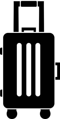 Rozet, tekerlekli bavul, büyük saplı, siyah siluet..