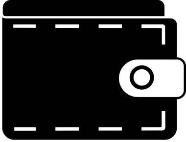 Para cüzdanı ikonu, siyah siluet. Beyaz arkaplanda vurgulanmış.