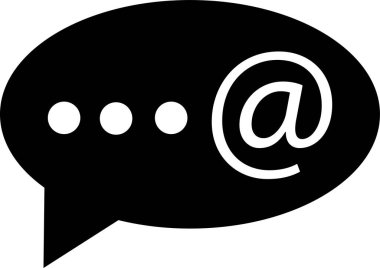 İleti gönderme simgesi, e- posta, siyah siluet. Beyaz arkaplanda vurgulanmış.