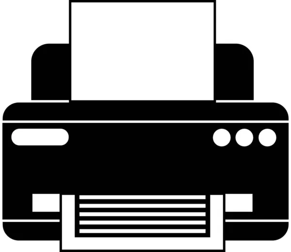 Icono de impresora de oficina o casa, silueta negra. — Vector de stock