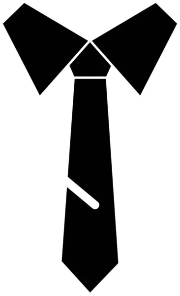 Insigne cravate avec col chemise, silhouette noire. — Image vectorielle