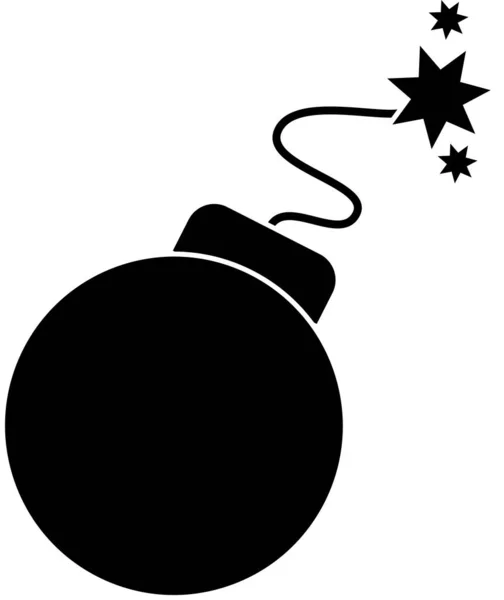 Die Ikone ist eine runde Bombe mit einer Explosion, eine schwarze Silhouette. — Stockvektor
