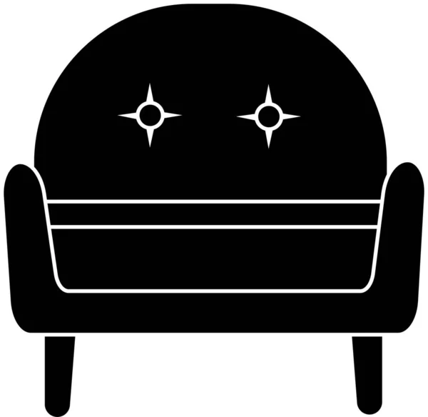 Icône Chaise Confortable Pour Maison Bureau Silhouette Noire Illuminé Sur — Image vectorielle