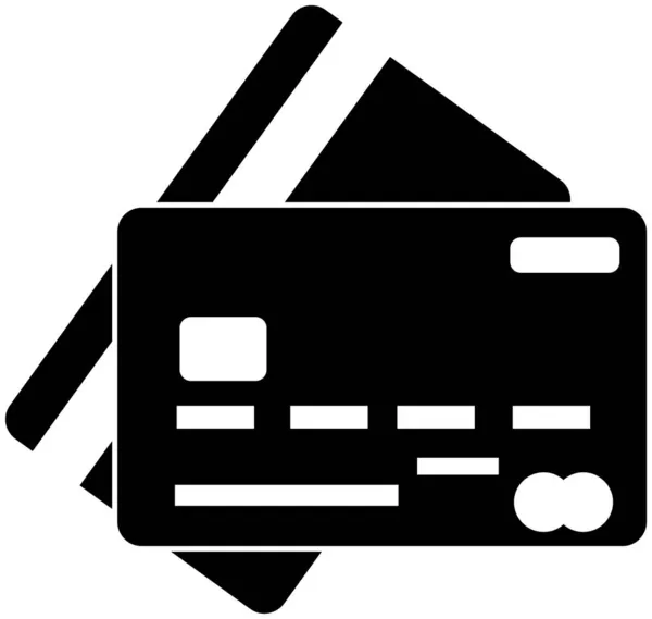 信用卡徽章 正反两面 黑色轮廓 突出白色背景 矢量图解 一系列商业图标 — 图库矢量图片