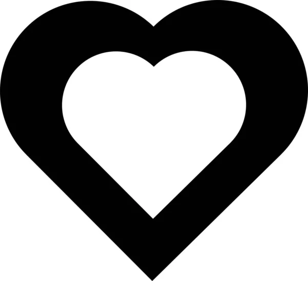 Aşk Sembolü Olarak Kalp Simgesi Siyah Siluet Beyaz Arka Planda — Stok Vektör