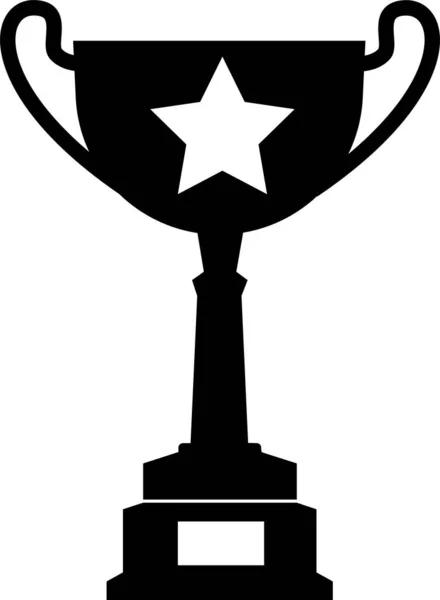 Emblema Taça Vencedora Stand Silhueta Preta Destaque Sobre Fundo Branco —  Vetores de Stock