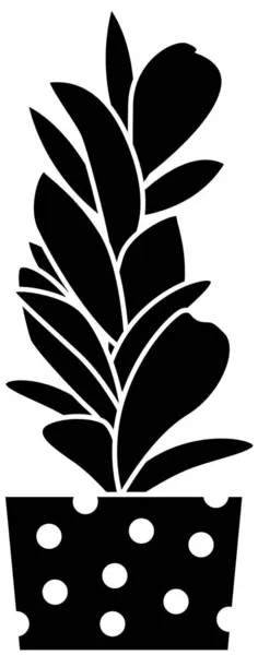 L'icône est une plante d'intérieur, une fleur dans un pot, une silhouette noire. — Image vectorielle