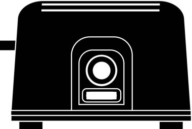 Beyaz arka planda siyah bir tost makinesi silueti..