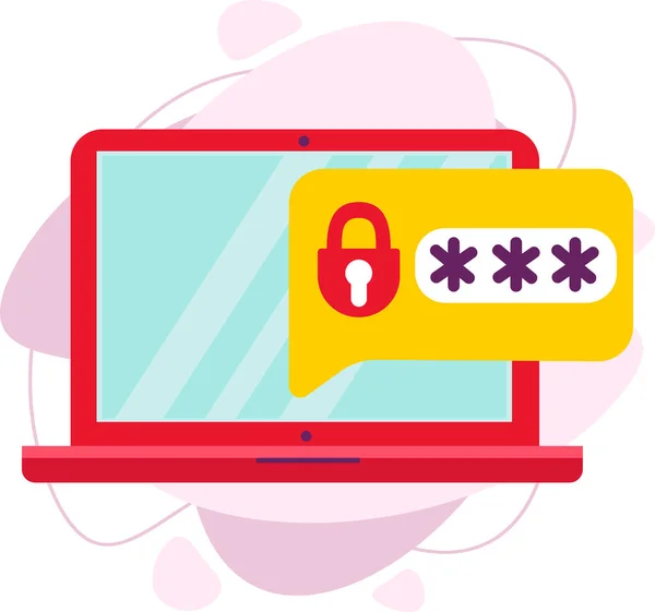 Ο κωδικός στο λάπτοπ. Ο κωδικός πρόσβασης προστατεύεται από κλειδαριά. — Διανυσματικό Αρχείο