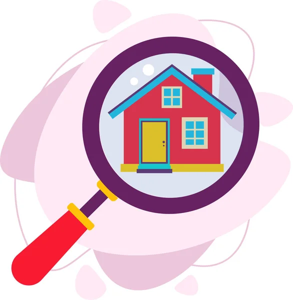 Illustration of a property search with a magnifying glass. — Stock Vector