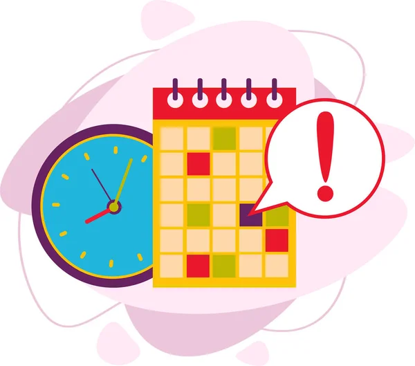 カレンダーと時計のアイコン。暦日の締め切りの通知. — ストックベクタ