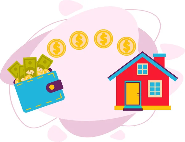 İpotek kredisi, gayrimenkul yatırımı. Ev kiralamak, satın almak.. — Stok Vektör