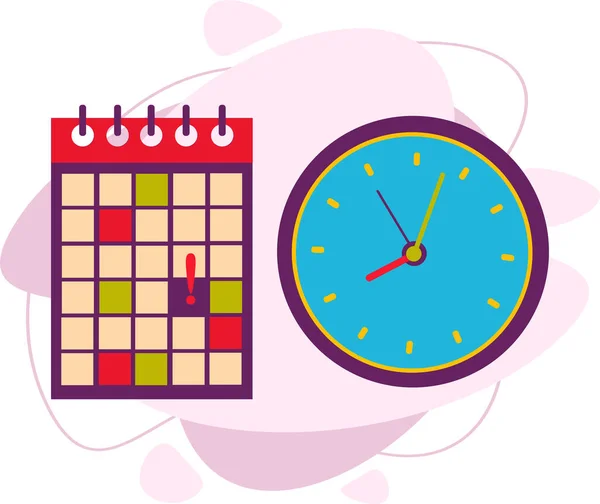 カレンダーと時計。カレンダーで重要な日付をマークする. — ストックベクタ