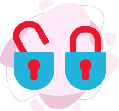 Kilitleri açıp kapattı. Düz vektör illüstrasyonu.