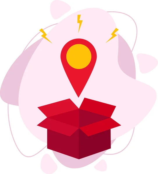An open box and a geolocation point above it. — Stockvektor
