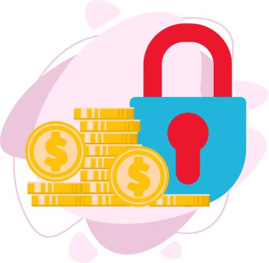 Kapalı bir kale ve altın sikkeler. Para korunuyor..