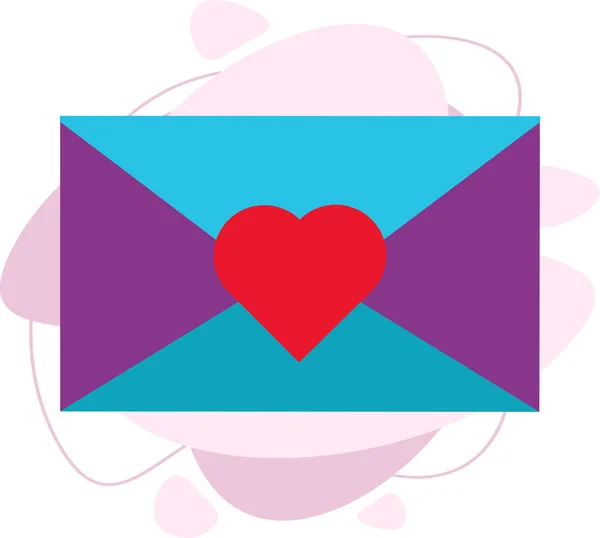 Ett Kuvert Ikon Med Ett Hjärta Kärlekens Dag Bekännelse Känslor — Stock vektor