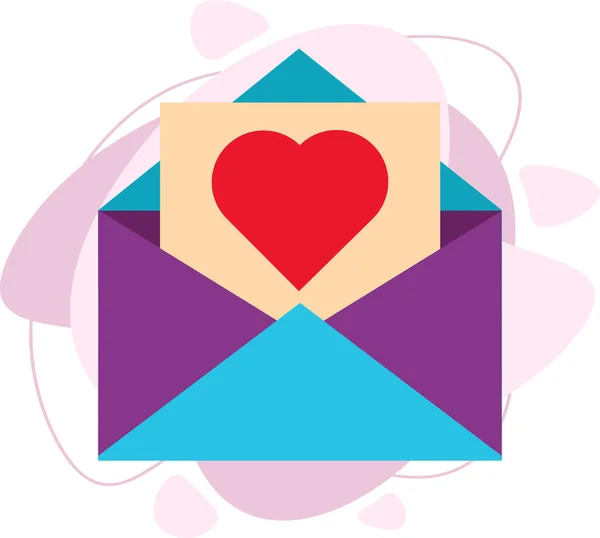 Vektorromantisches Umschlagsymbol Umschlag Befindet Sich Eine Postkarte Mit Einem Herz — Stockvektor