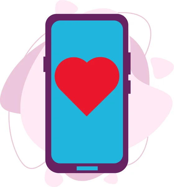 Illustration Eines Smartphones Mit Herz Erhält Eine Nachricht Auf Dem — Stockvektor