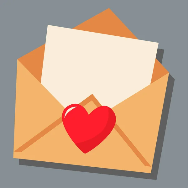 Ett Pappersbrev Med Ett Tomt Ark Kärlekens Dag Alla Hjärtans — Stock vektor