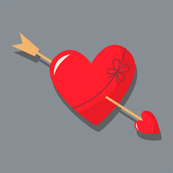 Сердце Луком Стрелой День Любви День Святого Валентина Открытка Признанием — стоковый вектор
