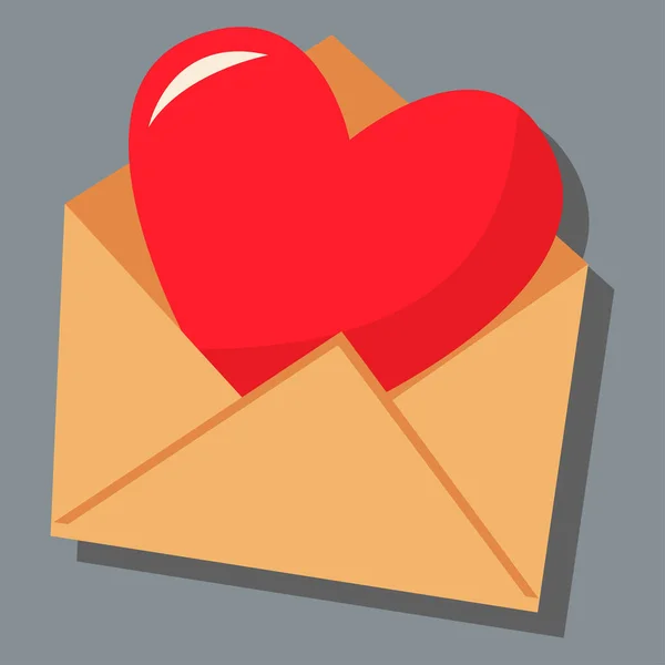 Une Enveloppe Avec Une Lettre Forme Cœur Jour Amour Saint — Image vectorielle