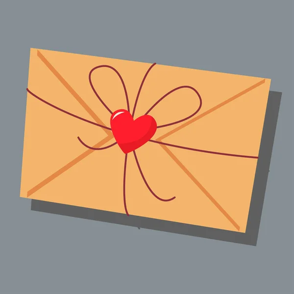 Закритий Конверт Бантом День Кохання День Святого Валентина Вітальна Листівка — стоковий вектор
