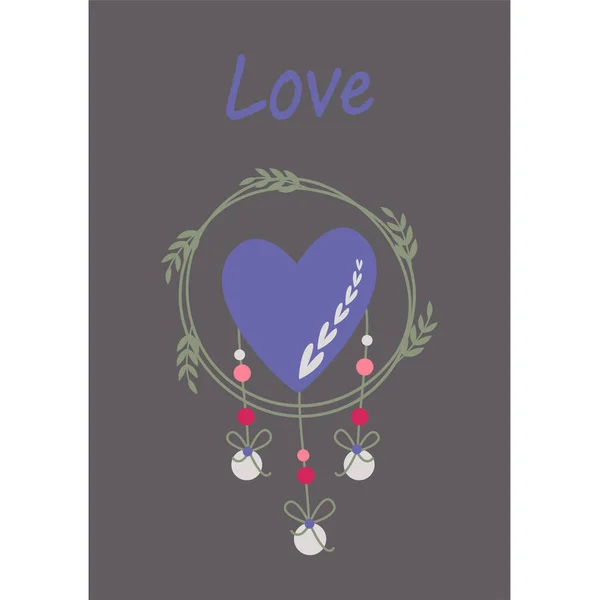 Διακοσμητική Διακόσμηση Καρδιά Διανυσματική Εικόνα Στυλ Boho Του Αγίου Βαλεντίνου — Διανυσματικό Αρχείο