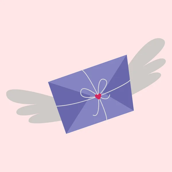 Envelope Com Asas Cartão Valentine Símbolos Vetoriais Amor Dia Dos —  Vetores de Stock