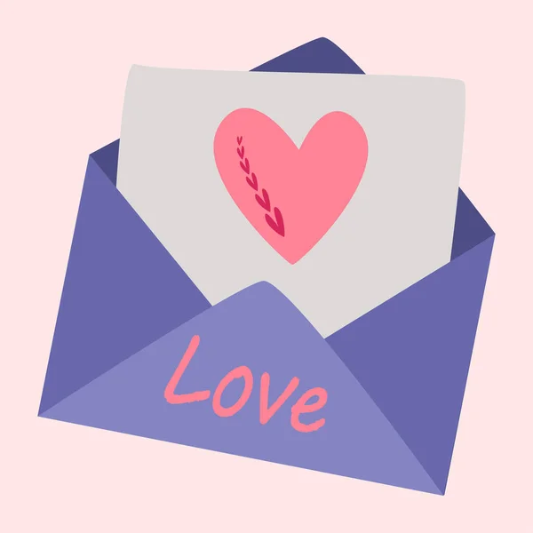 Brief Valentinskarte Ein Umschlag Mit Herz Valentinskarte Vektor Symbole Der — Stockvektor