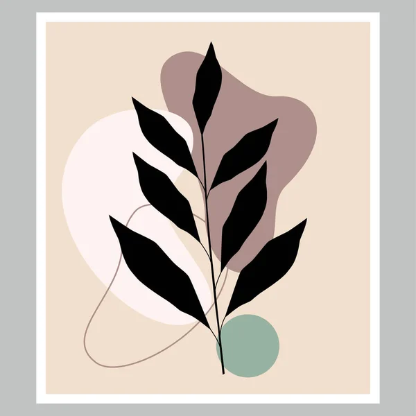 Boho Tarzında Soyut Kompozisyon Modaya Uygun Dallı Yapraklı Minimalist Botanik — Stok Vektör