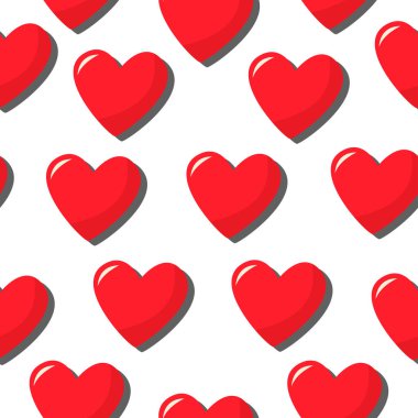 Kalp kırmızıdır. Düz bir şekilde vektör deseni. Basit, pürüzsüz bir desen. Sevgililer Günü arkaplanı.