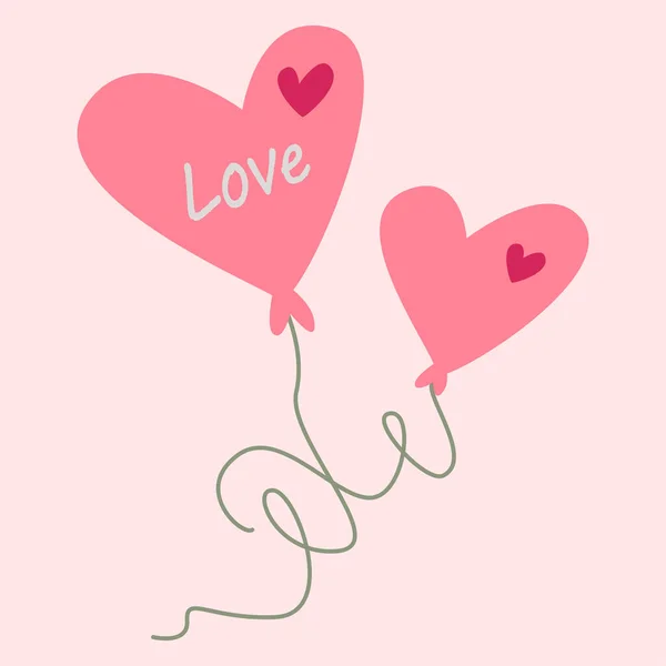 Dva Balónky Nápisem Láska Vektorový Obraz Stylu Boho Valentýna Pozdrav — Stockový vektor