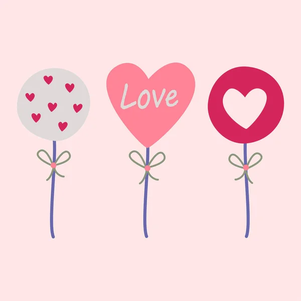 Lollipops Ένα Ραβδί Στο Σχήμα Της Καρδιάς Διανυσματική Εικόνα Στυλ — Διανυσματικό Αρχείο