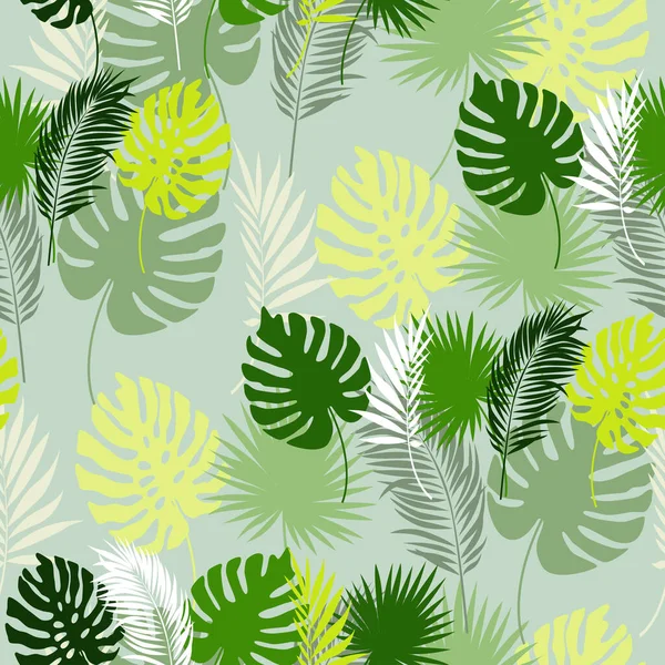 Tropical leaves. Seamless palm leaf background. Vector image. — Stock Vector