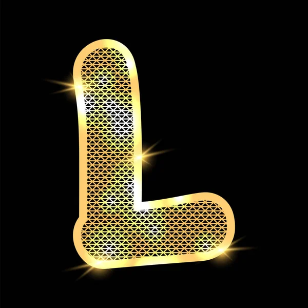 Goldenes Alphabet mit Highlights auf dunklem Hintergrund — Stockvektor