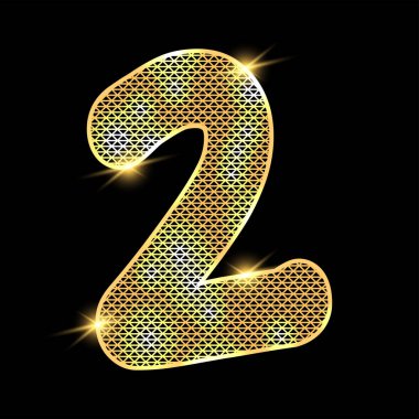 Koyu arkaplanlı altın alfabe. 2 numara..