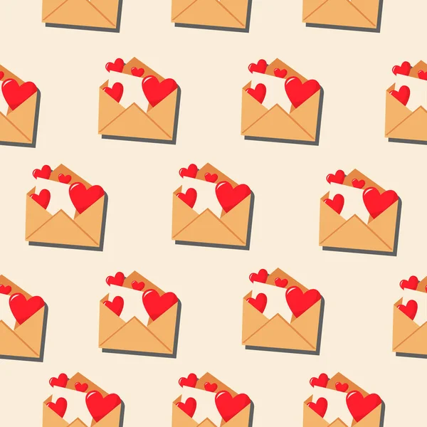 Une Enveloppe Ouverte Des Cœurs Rouges Modèle Vectoriel Dans Style — Image vectorielle