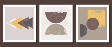 Üç adet asgari geometrik poster. Çağdaş sanat.