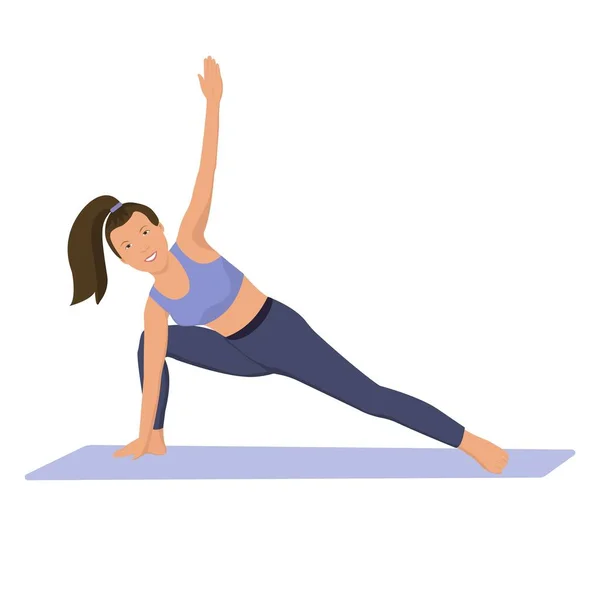 Woman performing physical exercises. Yoga. Vector flat illustration — Stockvector