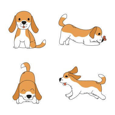 Şirin köpek seti. Vektör çizim çizim biçimi