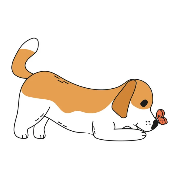 Lindo perro icono. Ilustración vectorial doodle stile . — Vector de stock