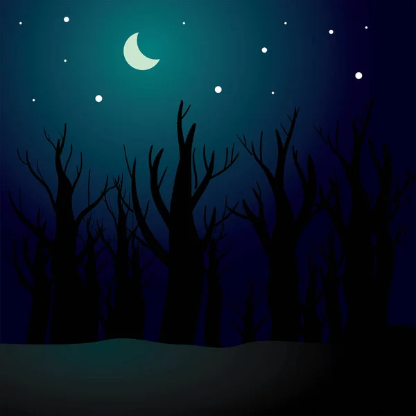 Fond Halloween Effrayant Effrayant Composé Une Silhouette Forêt Sèche Morte — Image vectorielle