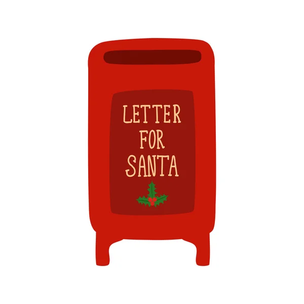 Почтовый Ящик Санта Клауса Красный Почтовый Ящик Рождественской Почты Плоский — стоковый вектор