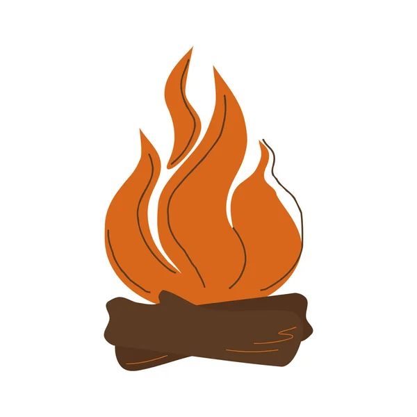 Quema Fogata Con Leña Fuego Mágico Ilustración Vectorial Estilo Plano — Vector de stock