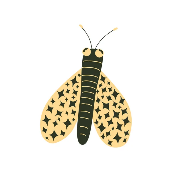 Magic Moth Mystical Insect Vector Illustration Flat Hand Drawn Cartoon — Stock Vector
