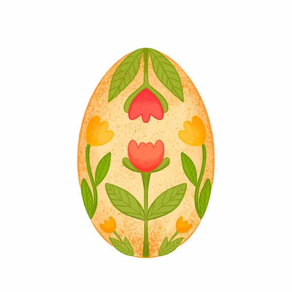 Huevo Pintado Tradiciones Cristianas Pintura Floral Huevo Ilustración Pascua Aislado — Foto de Stock