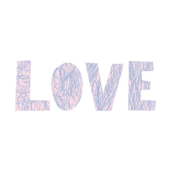 Parola Amore Carino Amore Lettering Disegnato Mano Lettere Romantiche Illustrazione — Vettoriale Stock