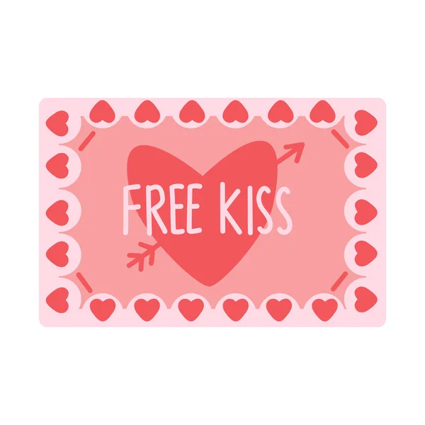 Любовный Купон Бесплатный Поцелуй Билет Поцелуй Романтическая Игра Влюбленных Днем — стоковый вектор